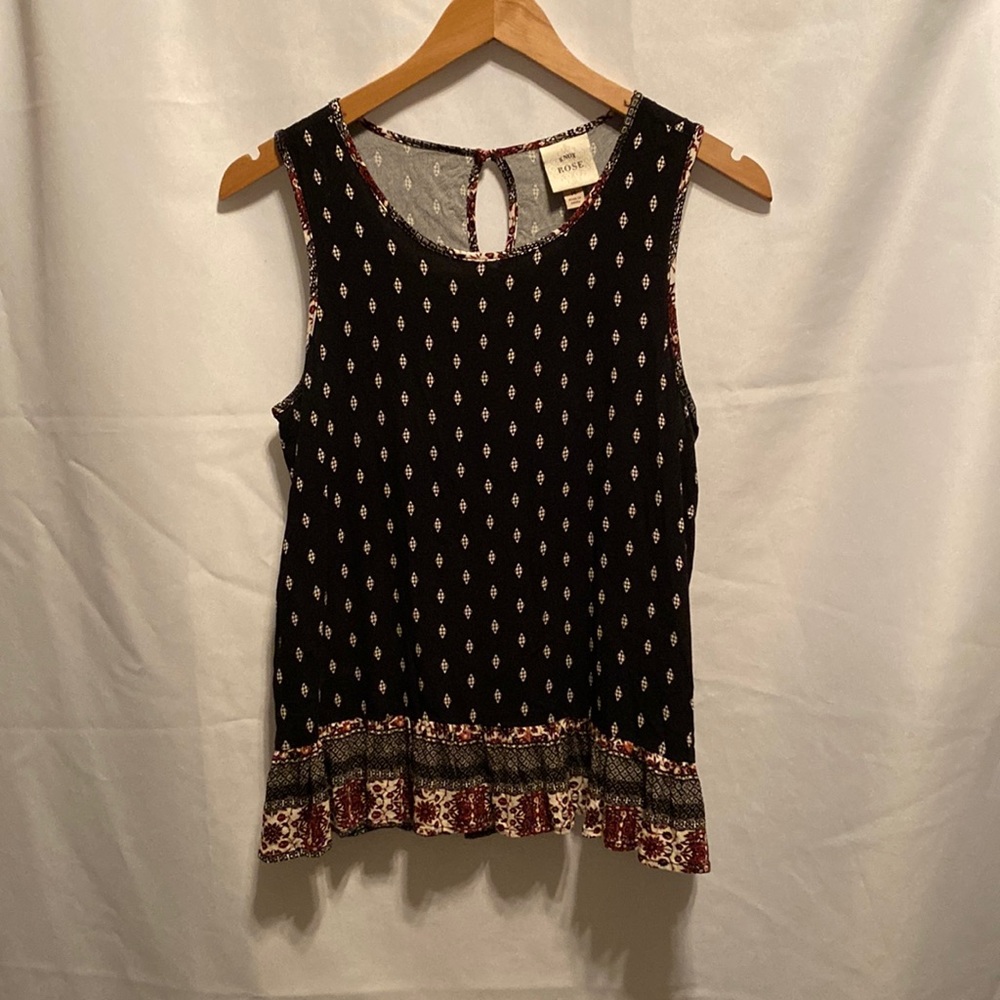 COPY - Knox rose black patterned tank blouse floral waist. Size M